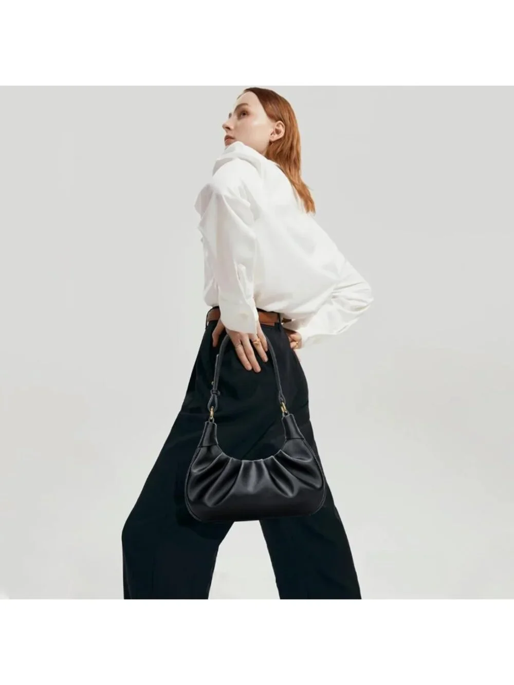 Crescent Ruched Mini Hobo Bag - Stylish Underarm Purse for Women, Chic Shoulder